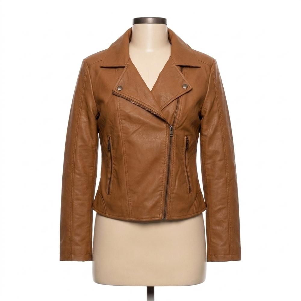 NEW SALTWATER LUXE effie vegan leather moto style jacket in spice